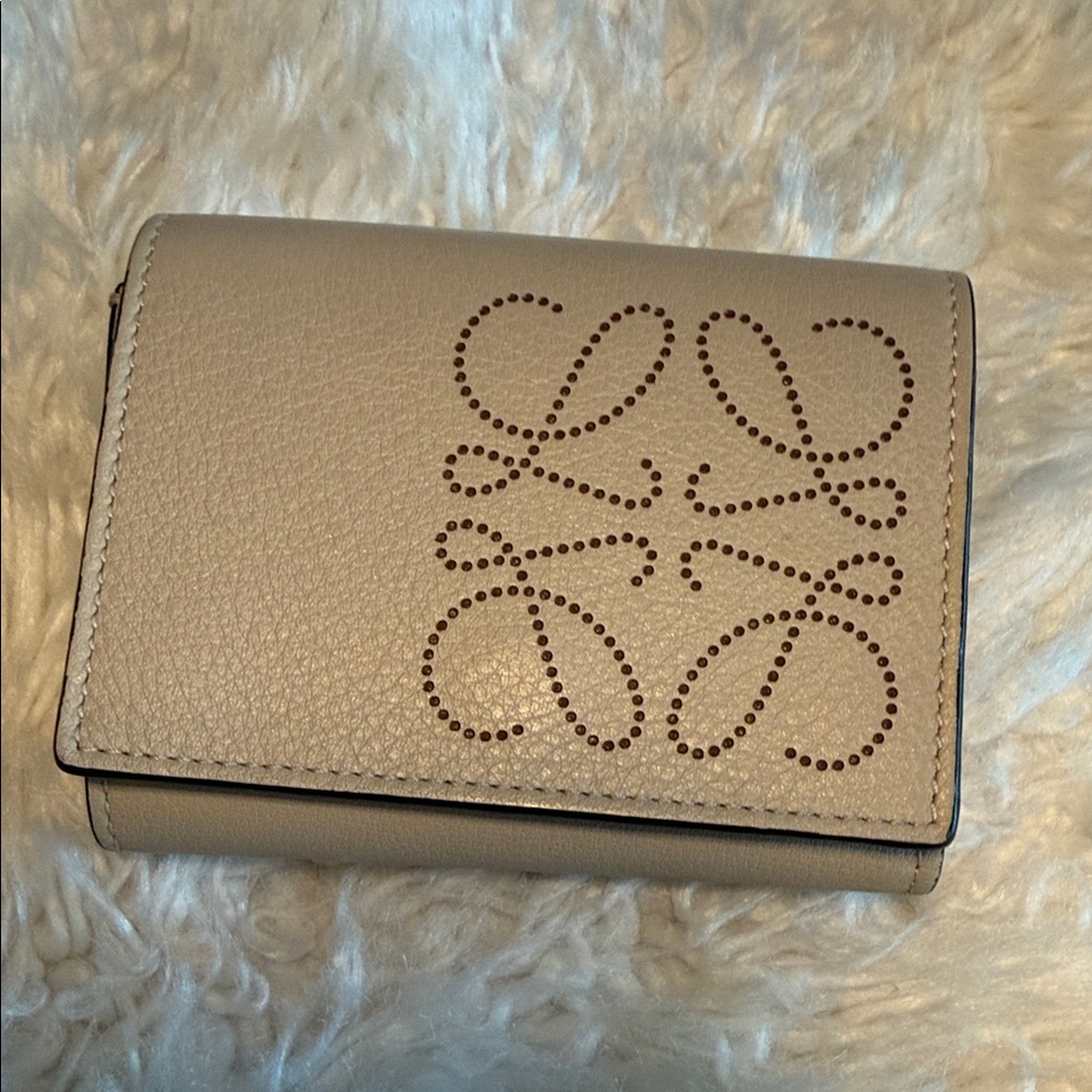 Loewe Trifold Taupe Leather Wallet